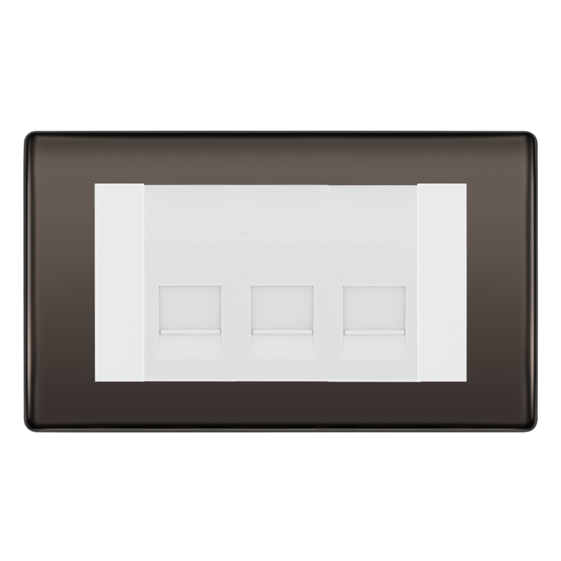 BG Nexus Black Nickel 3 Gang Master Telephone Socket – White Insert