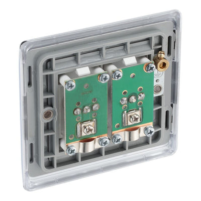 BG Nexus Polished Chrome 2 Gang Co-Axial Socket NPC61 with 35mm Steel Back Box