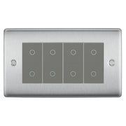BG Nexus Brushed Steel Quad Master Touch Dimmer Switch Grey Inserts NBSTDM4G by British General (BG-NBSTDM4G)