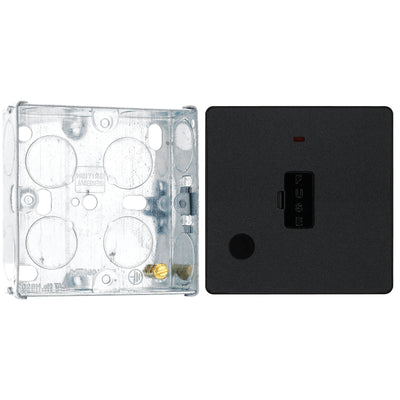 BG Evolve Matt Black 13A Flex Outlet Neon Unswitched Fused Connection Unit PCDMB54B with 25mm Steel Back Box