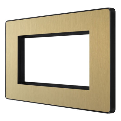 BG Evolve Satin Brass 4G Faceplate with 45W USB A+C Charger Modules – Black Insert