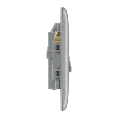BG Nexus Brushed Steel 20A 2 Pole Single Neon Switch NBS31 with 25mm Steel Back Box