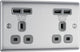 BG NBS24U44G Nexus Metal Brushed Steel 2 Gang 13A 4x USB-A 4.2A Unswitched Socket - Grey Insert