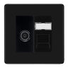 BG Screwless Matt Black TV Aerial & RJ45 CAT6 Data Socket - Black Insert by British General