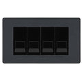 BG Evolve Matt Grey 4 Gang RJ11 Telephone Socket Euro Module - Black Insert