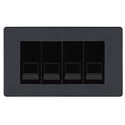 BG Evolve Matt Grey 4 Gang RJ11 Telephone Socket Euro Module - Black Insert by British General (BG-PCDMGRJ114B)
