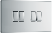 BG FPC44 Nexus Screwless Flat-Plate Quad Light Switch Polished Chrome 2 Way 10A by British General (BG-FPC44-Shopify-SA_1)