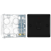 BG Nexus Matt Black 1 Gang 20A 2 Pole Neon Switch NFB31 with 35mm Steel Back Box