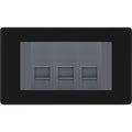 BG Screwless Matt Black 3 Gang IDC Secondary Telephone Socket - Grey Insert