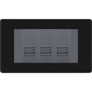BG Screwless Matt Black 3 Gang IDC Secondary Telephone Socket - Grey Insert by British General (BG-FFBBTS3G)