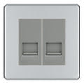 BG Screwless Polished Chrome Double Master Telephone Socket – Grey Insert