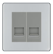 BG Screwless Polished Chrome Double Master Telephone Socket – Grey Insert by British General (BG-FPCBTM2G)