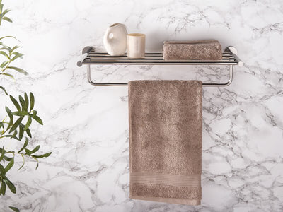 Corby Harrogate Towel Rail with Shelf in Polished Steel