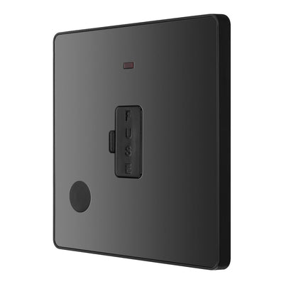 BG Evolve Black Chrome 13A Flex Outlet Neon Unswitched Fused Connection Unit PCDBC54B with 35mm Steel Back Box