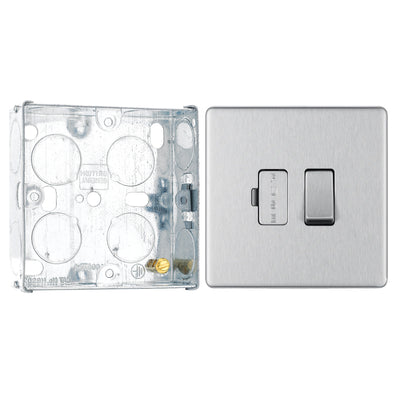 BG Screwless Brushed Steel 13A Switched Spur FBS50 with 25mm Steel Back Box by British General (BG-FBS50+HGS02)