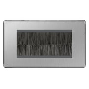 BG Screwless Brushed Steel Satin Double 4 Gang Brush Cable Wall Plate TV Black by British General (BG-FBSEMR4+EMFO-1)