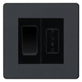 BG Evolve Matt Grey 2 Way Light Switch & 13A Fused Spur Plate | Black Insert