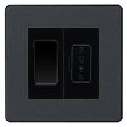 BG Evolve Matt Grey 2 Way Light Switch & 13A Fused Spur Plate | Black Insert