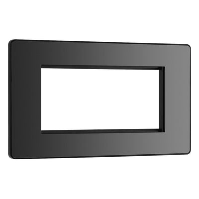 BG Evolve Black Chrome 4 Gang Secondary Telephone Socket, Screw Terminal - Black Insert