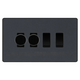 BG Evolve Matt Grey 4 Gang Light Switch Grid – 2x Trailing-Edge LED Dimmer, 1x Intermediate, 1x 2-Way Switch