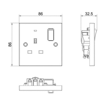 BG 925 Moulded Square Edge | White | 1 Gang 13A 1 Pole Neon Switched Socket by British General (BG-925)