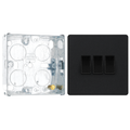 BG Evolve Matt Black 3 Gang 20A 16AX 2 Way Light Switch PCDMB43B with 25mm Steel Back Box