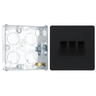 BG Evolve Matt Black 3 Gang 20A 16AX 2 Way Light Switch PCDMB43B with 25mm Steel Back Box