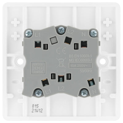 BG 815 Moulded Round Edge | White | 1 Gang 10AX 3 Pole Fan Isolator Switch by British General (BG-815)