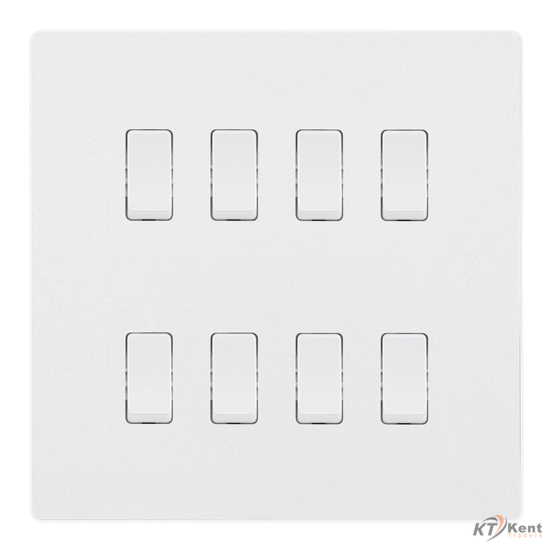BG Evolve Pearlescent White 8 Gang Custom Grid Light Switch