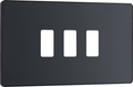 BG RPCDMG3B Evolve Grid Matt Grey 3 Module Rectangular Front Plate - Black Trim