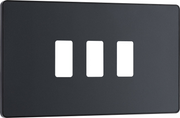 BG RPCDMG3B Evolve Grid Matt Grey 3 Module Rectangular Front Plate - Black Trim by British General (BG-RPCDMG3B-Shopify-SA_1)