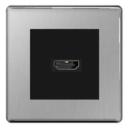 BG Nexus Screwless Brushed Steel HDMI Socket Black insert by British General (BG-EMHDMIB+FBSEMS2)