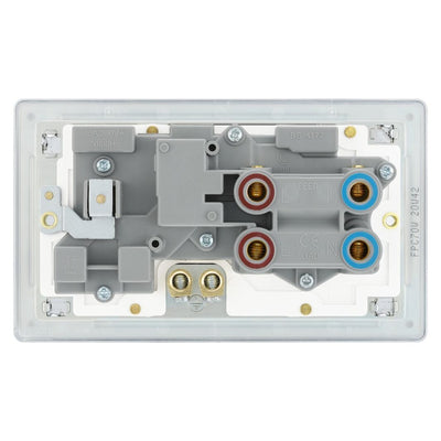 BG Screwless Polished Chrome 45A DP Cooker Neon Socket Switch FPC70W with 25mm Steel Back Box