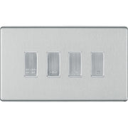 BG Screwless Brushed Steel 4 Gang Engraved Custom Labelled Appliance Grid Switch by British General (Nexus-BS-Screwless-4G)