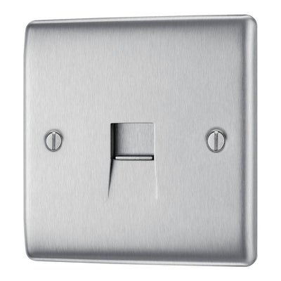 BG Nexus Brushed Steel 1 Gang Master Telephone Socket with Surface Pattress Back Box