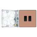 BG Evolve Polished Copper 2 Gang 20A 16AX 2 Way Light Switch PCDCP42B with 25mm Steel Back Box