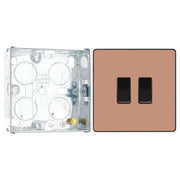 BG Evolve Polished Copper 2 Gang 20A 16AX 2 Way Light Switch PCDCP42B with 25mm Steel Back Box