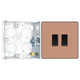 BG Evolve Polished Copper 2 Gang 20A 16AX 2 Way Light Switch PCDCP42B with 25mm Steel Back Box