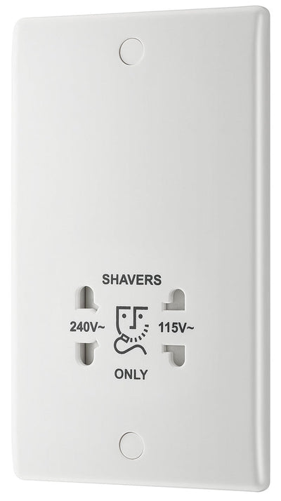 BG 820 Moulded Round Edge | White | 115-230V Dual Voltage Shaver Socket by British General (BG-820)