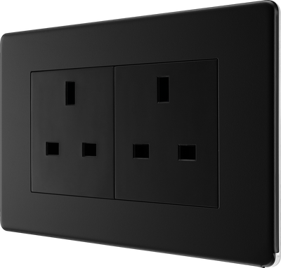 BG Nexus Matt Black Double Unswitche FFB24B Black Insert 13 Amp by British General (BG-FFB24B)