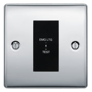BG Nexus Metal Polished Chrome 20AX 2 Way Emergency Lighting Test Key Switch - Black Insert