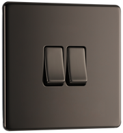 BG FBN42 Nexus Screwless Flat-Plate Double Light Switch Black Nickel 2 Way 10A by British General (BG-FBN42-Shopify-SA_1)