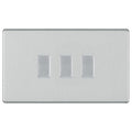BG Brushed Steel Screwless 3 Gang light Switch in Double Format Custom Grid