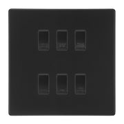 BG Screwless Matt Black 6 Gang Custom Appliance Grid Switch Panel Kitchen by British General (BG-Screwless-MB-Kitchen-Appliance-6Gang)