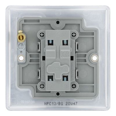 BG Nexus Polished Chrome 20A 16AX Intermediate Light Switch NPC13 with 35mm Steel Back Box