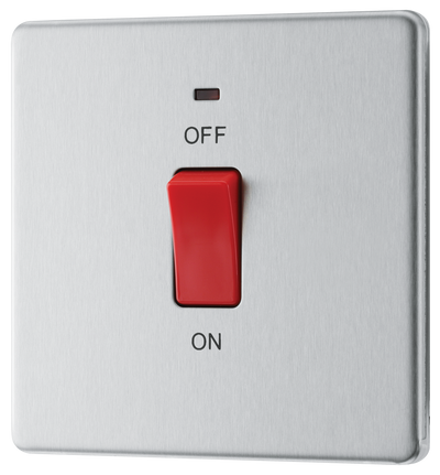 BG Electrical FBS74 Nexus Screwless Flat-Plate Double Pole Cooker Switch Brushed Steel Neon 45A by British General (BG-FBS74-Shopify-SA_1)