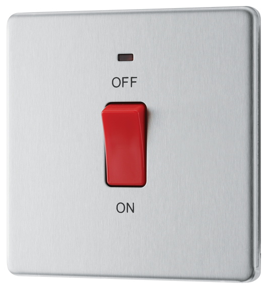 FBS74 Front - This 45A double pole switch with indicator from British General is ideal for use with cookers and ovens.