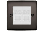 BG Nexus Metal Black Nickel 2 Gang RJ45 Data Socket NBNRJ452W White Inserts by British General (BG-NBNRJ452W)