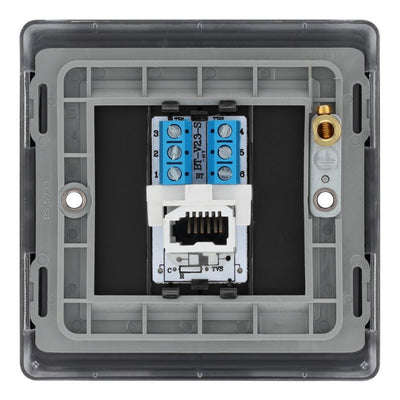 BG Nexus Matt Black Single Slave Telephone Socket NFBBTS1 with 35mm Steel Back Box