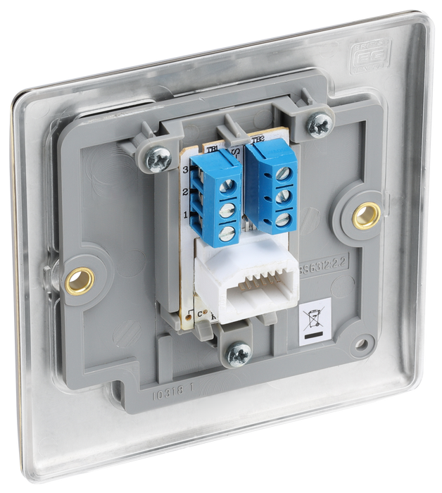 NABBTS1 Back - This secondary telephone socket from British General uses a screw terminal connection and should be used for an additional telephone point which feeds from the master telephone socket.
